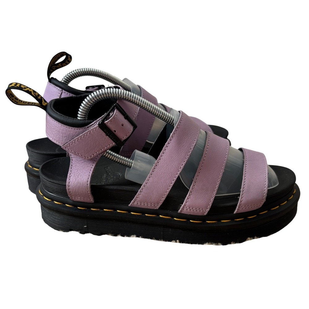 Dr. Martens Blaire Athena Leather Strap Sandals Sz 9 Lilac Platform Ziggy Sole